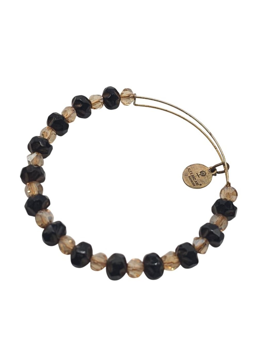 Alex And Ani Gold-Tone Cocoa Tinsel Beaded Bracelet Retired Black Gold
